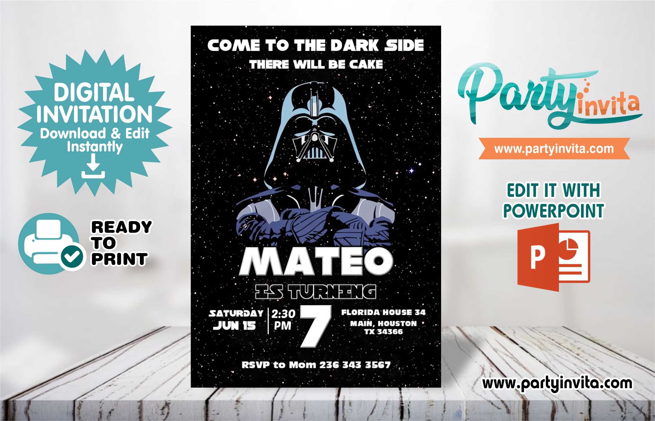 darth vader invitation template free