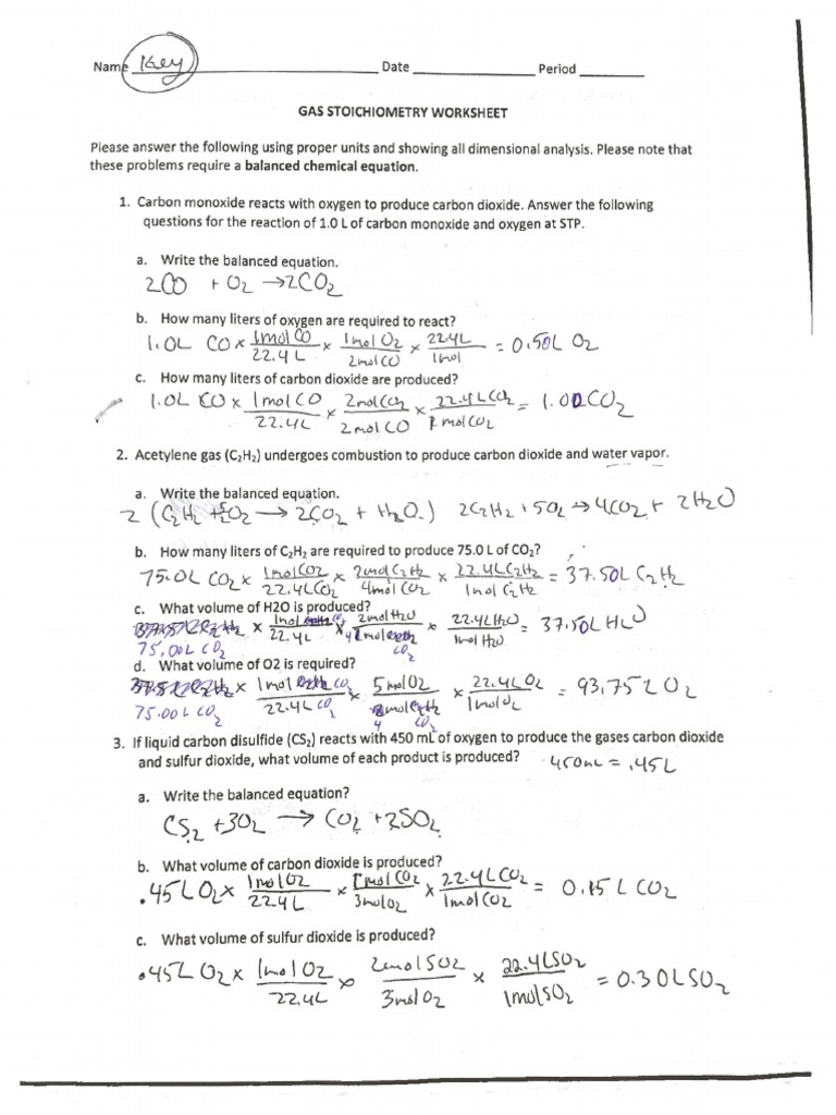 stoichiometry worksheet with answers pdf