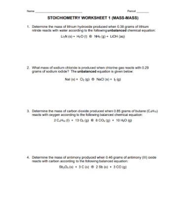 Stoichiometry Worksheet With Answers PDF PRINTABLE