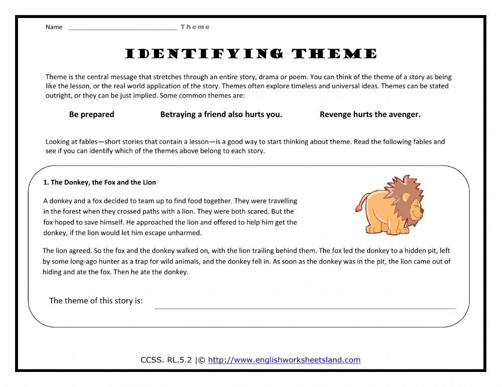 Story Theme Worksheet Live Worksheets Worksheets Library