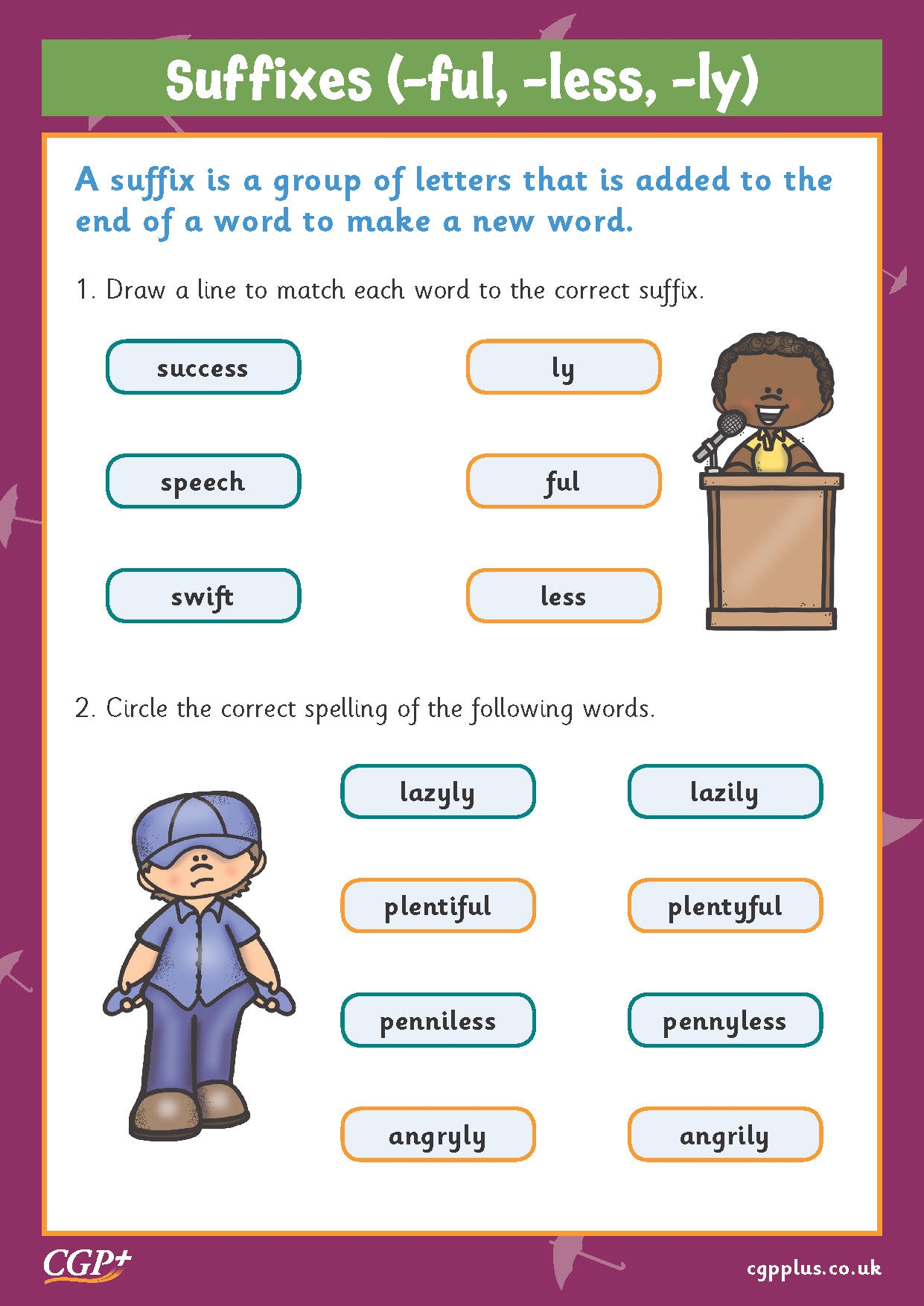 suffixes and worksheet