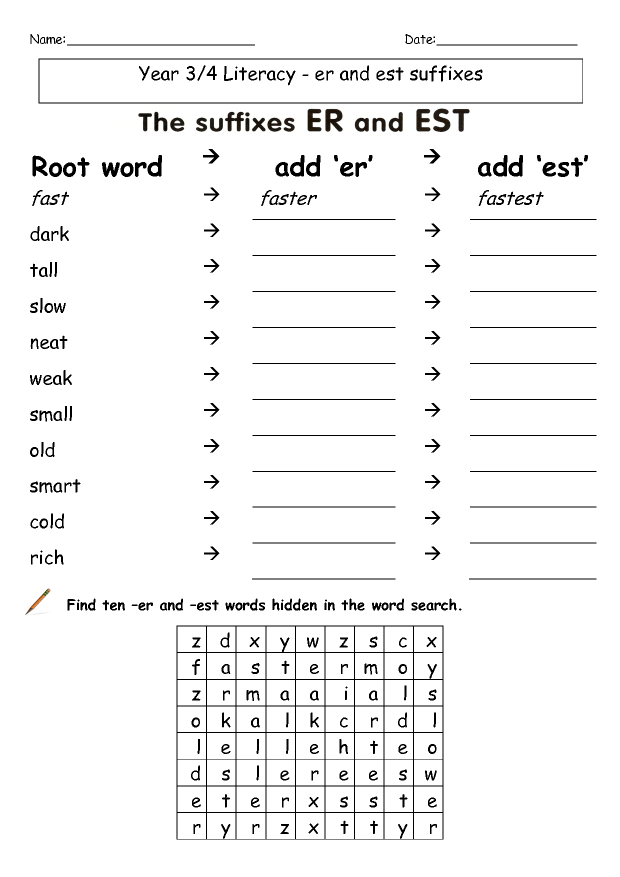 Suffixes Worksheets Suffixes er Worksheets Worksheets Library