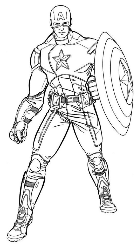 Super Hero Captain America Coloring Page Free Printable Coloring 