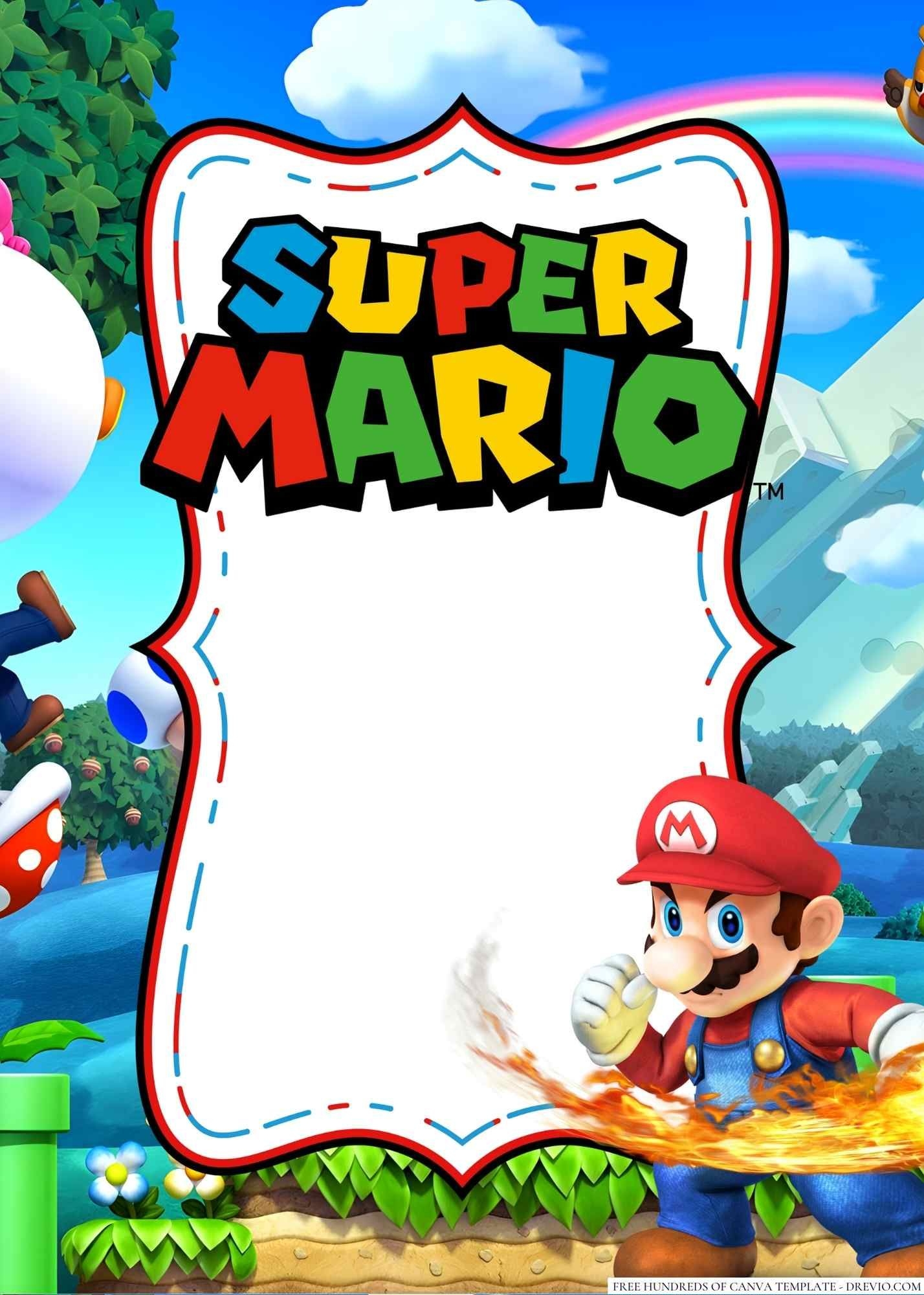 editable super mario invitations template free
