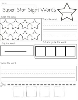 Super Star Worksheet