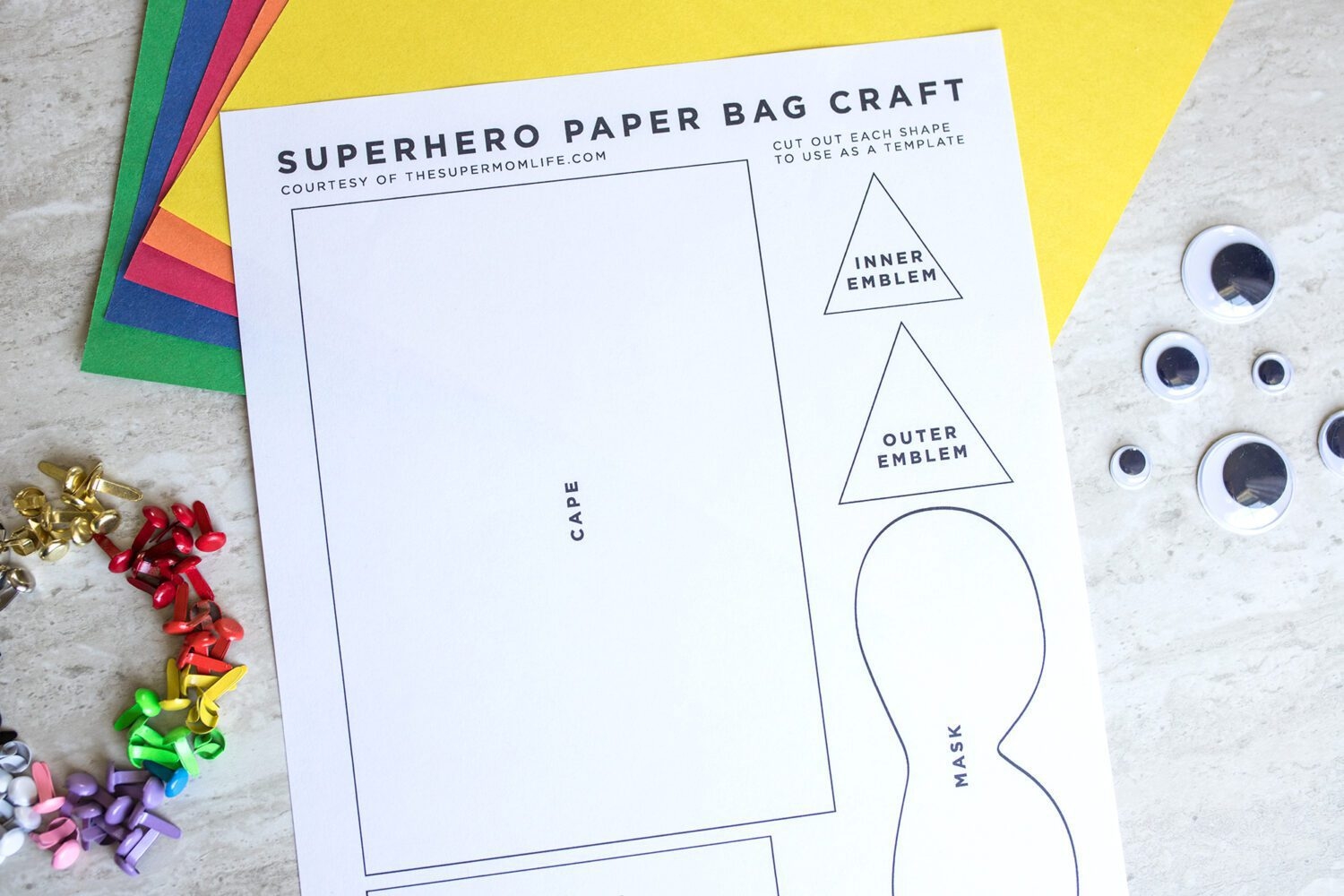 Superhero Paper Bag Craft With Printable Template The Super Mom Life