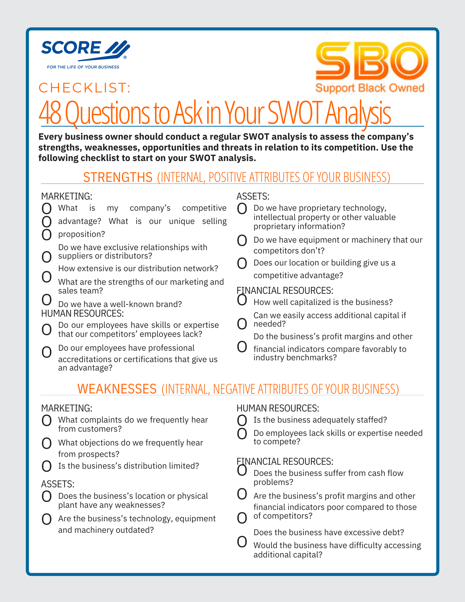 swot worksheet