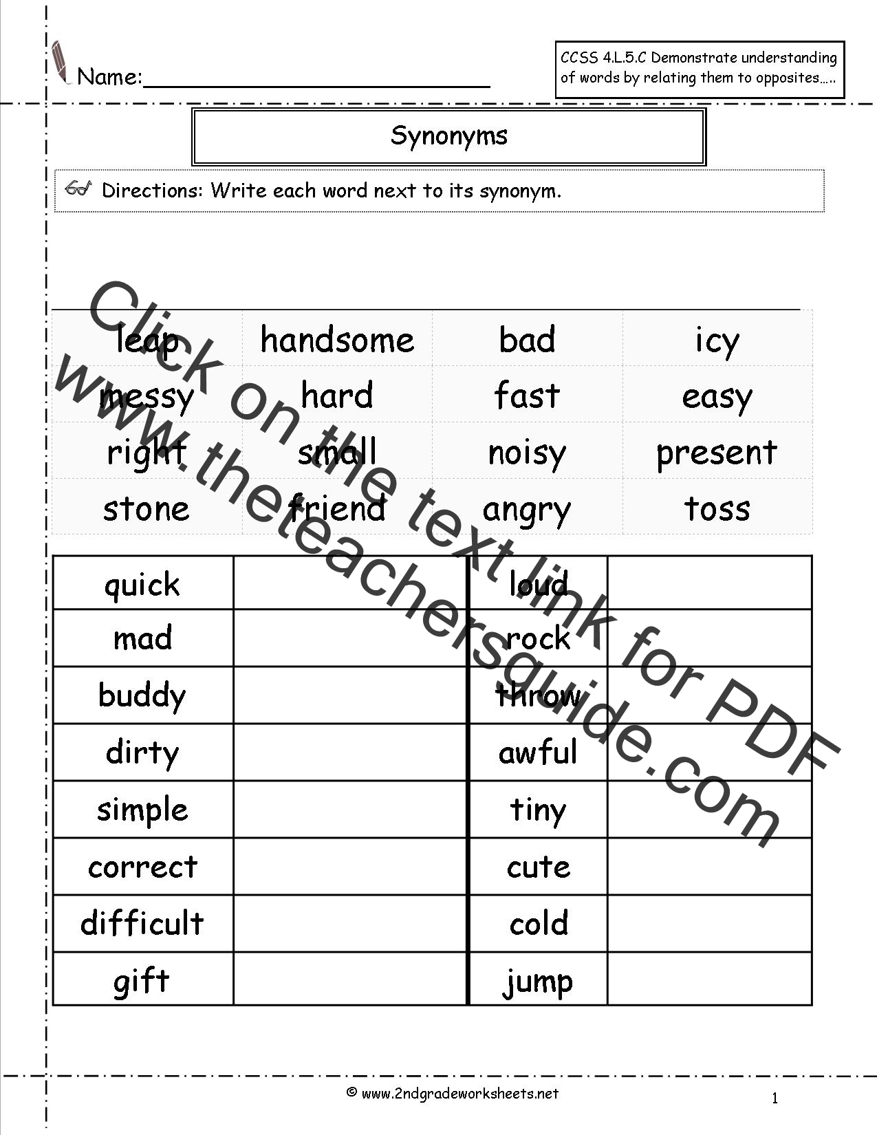 antonyms worksheets