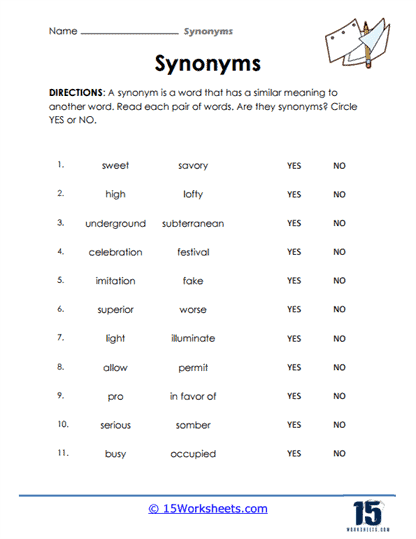 worksheet synonym