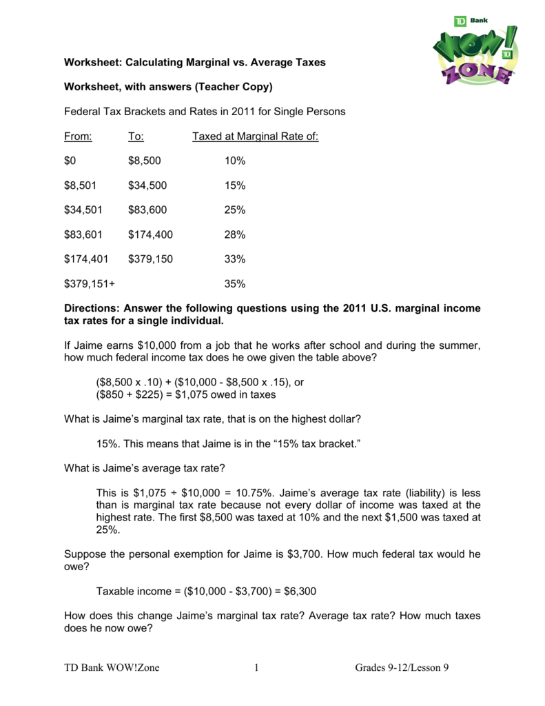 Taxes Worksheet Teacher Db excel