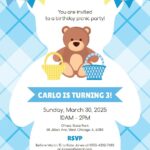 Teddy Bear Picnic Birthday Invitation Template In Illustrator