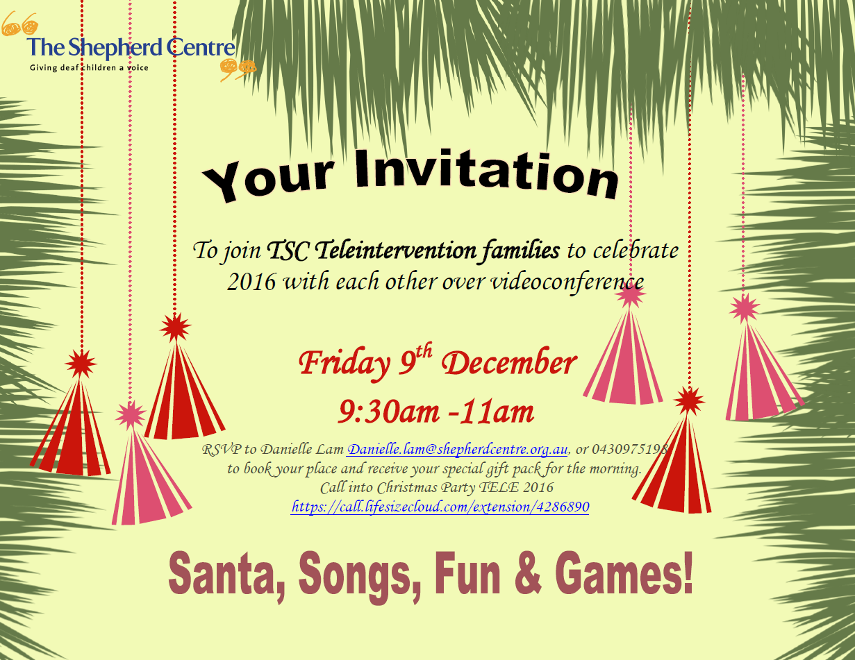 Teleintervention End Of Year Celebration Invitation The Shepherd Centre