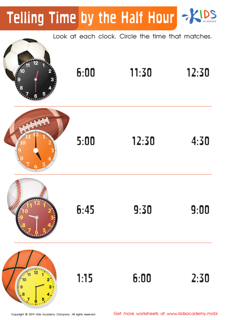 Telling Time Hour Half Hour Online Exercise For Live Worksheets