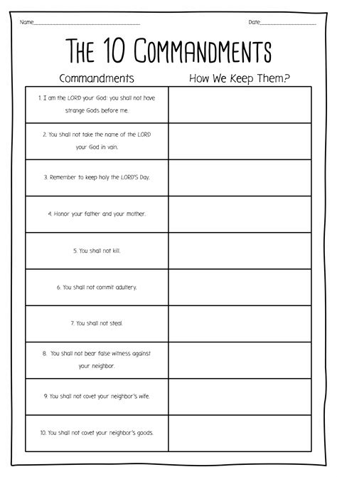 Ten Commandments For Kids Bible Activity Pack Worksheets Library