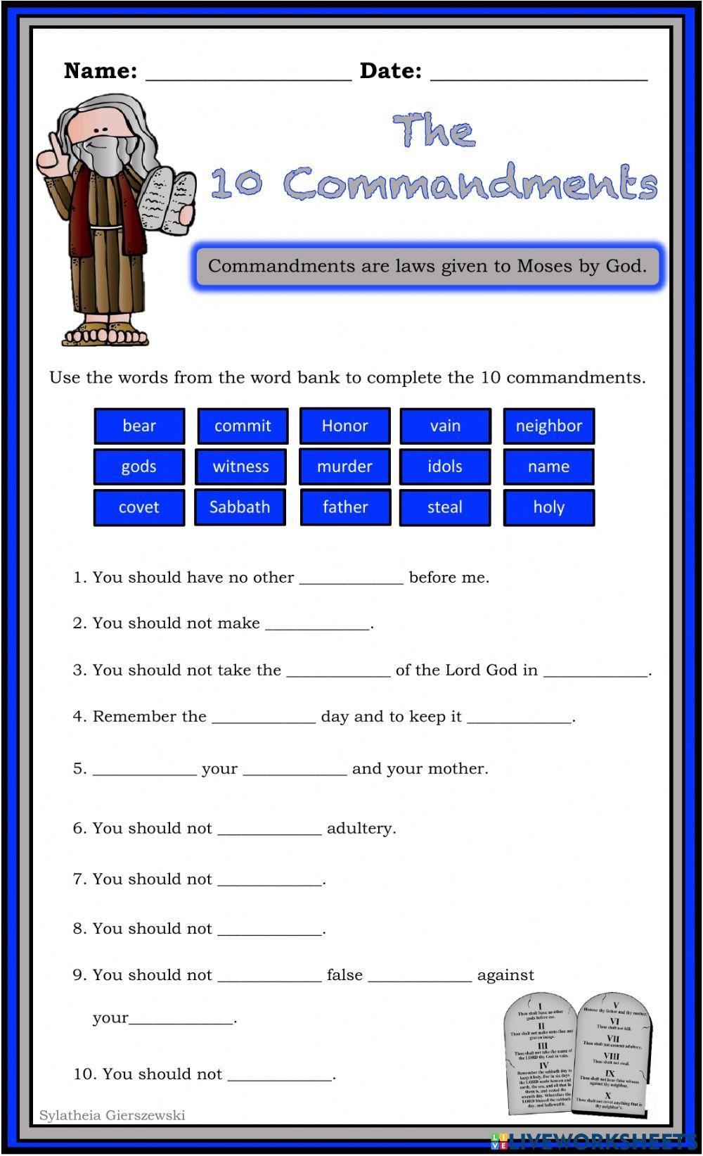 Ten Commandments Scenarios Worksheet Worksheet Twinkl Worksheets 