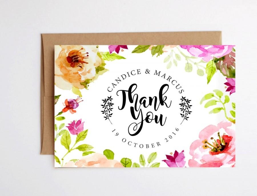 Thank You Cards Printable Floral Thank You Cards Instant Download 