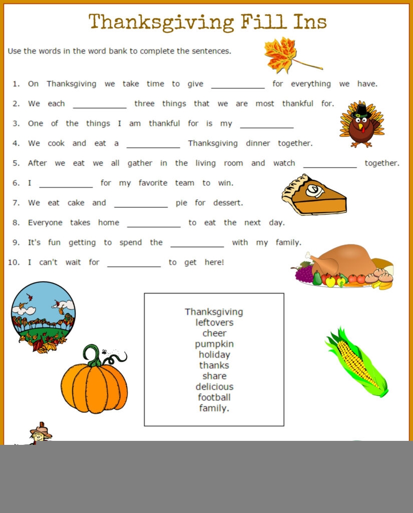 Thanksgiving Printable Worksheets Middle School Printable Worksheets