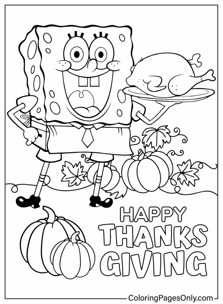 Thanksgiving Spongebob Coloring Page Free Printable Coloring Pages