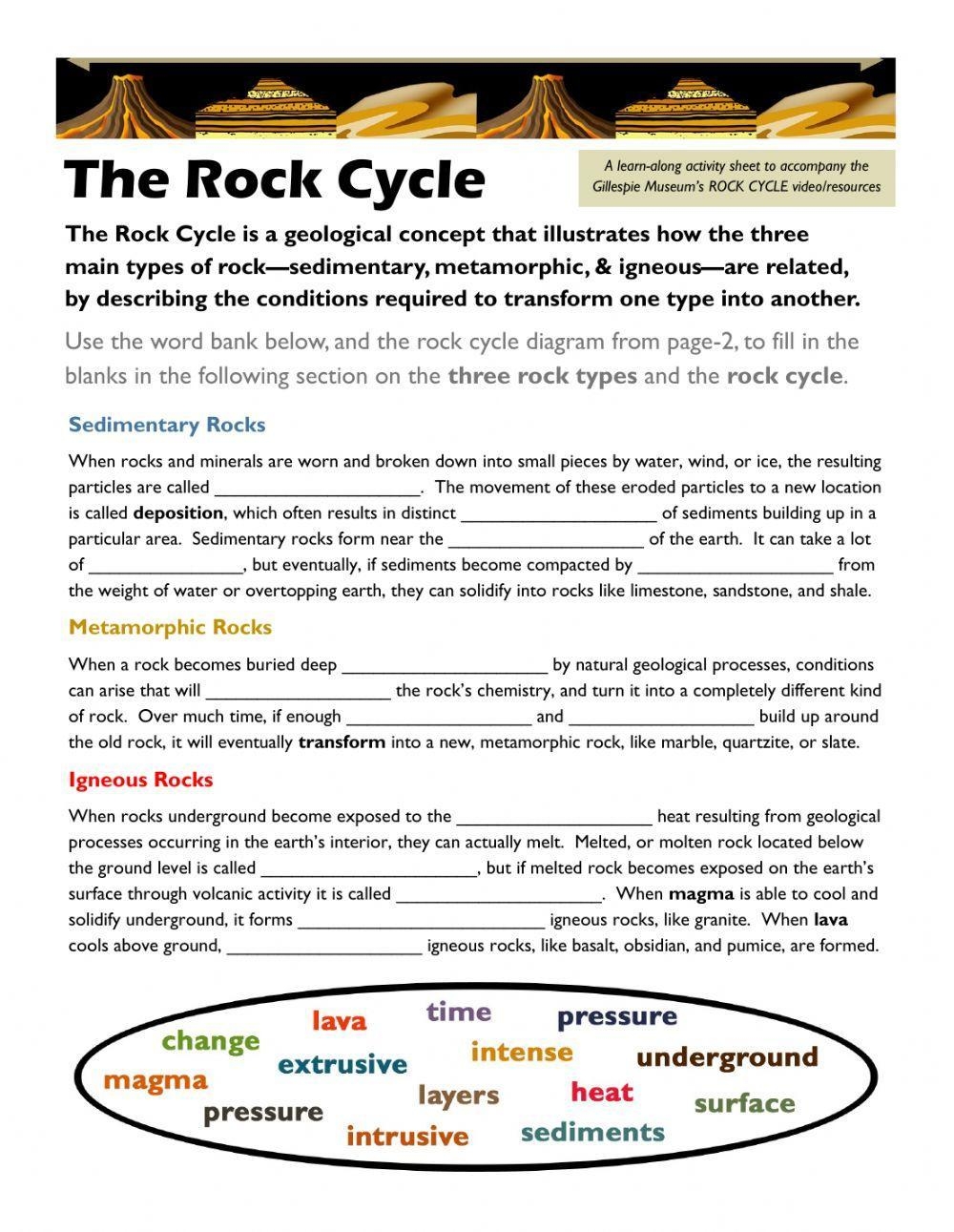 The Rock Cycle Worksheet KS3 Chemistry Beyond Twinkl Worksheets 