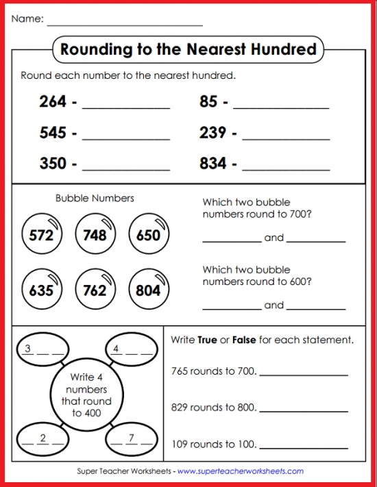 3rd grade rounding worksheets
