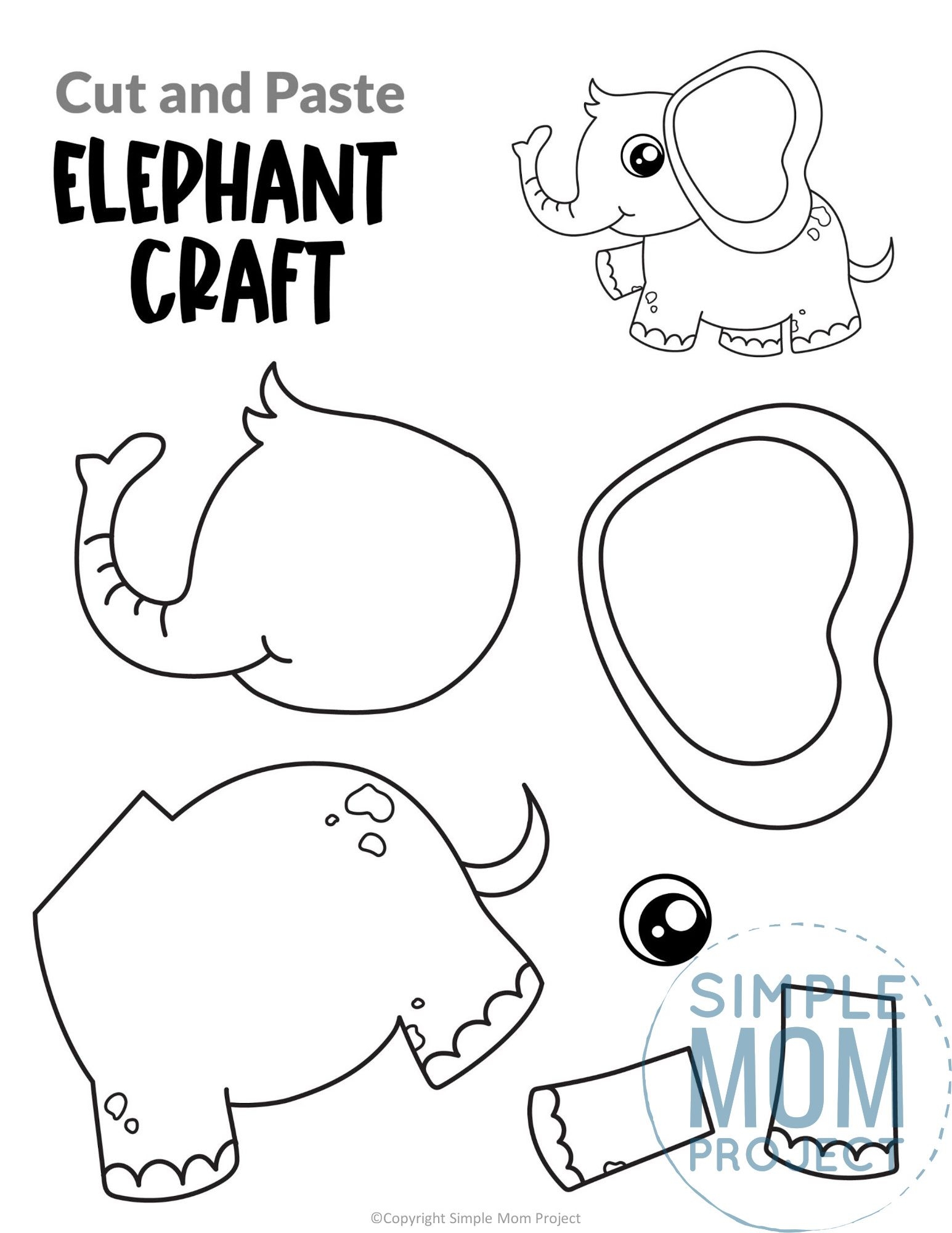 printable elephant paper craft template