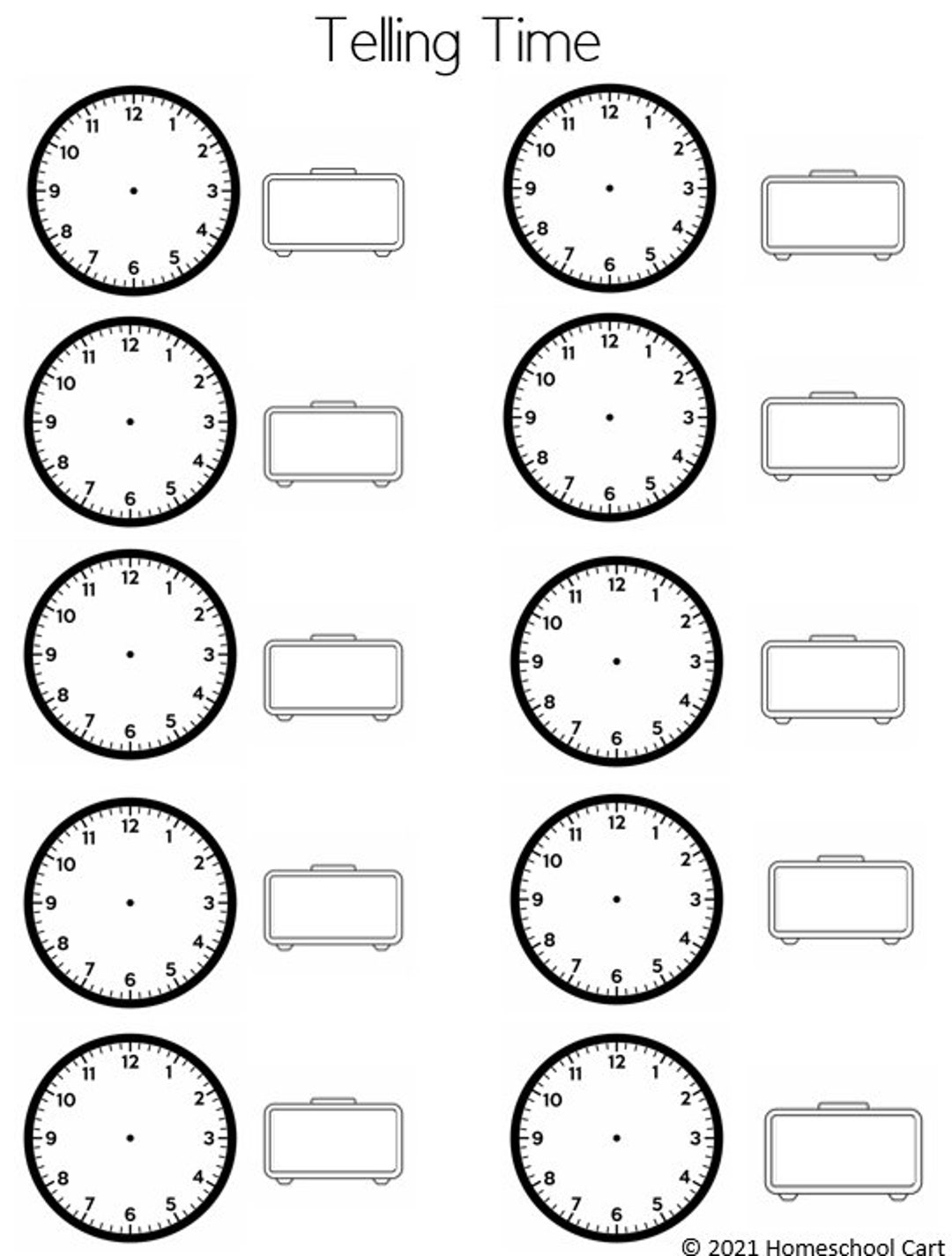 Time Worksheet Blank Clock Montessori Printable By Sand Dollar 