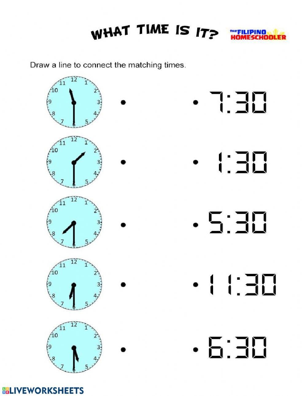 telling time to the half hour worksheets