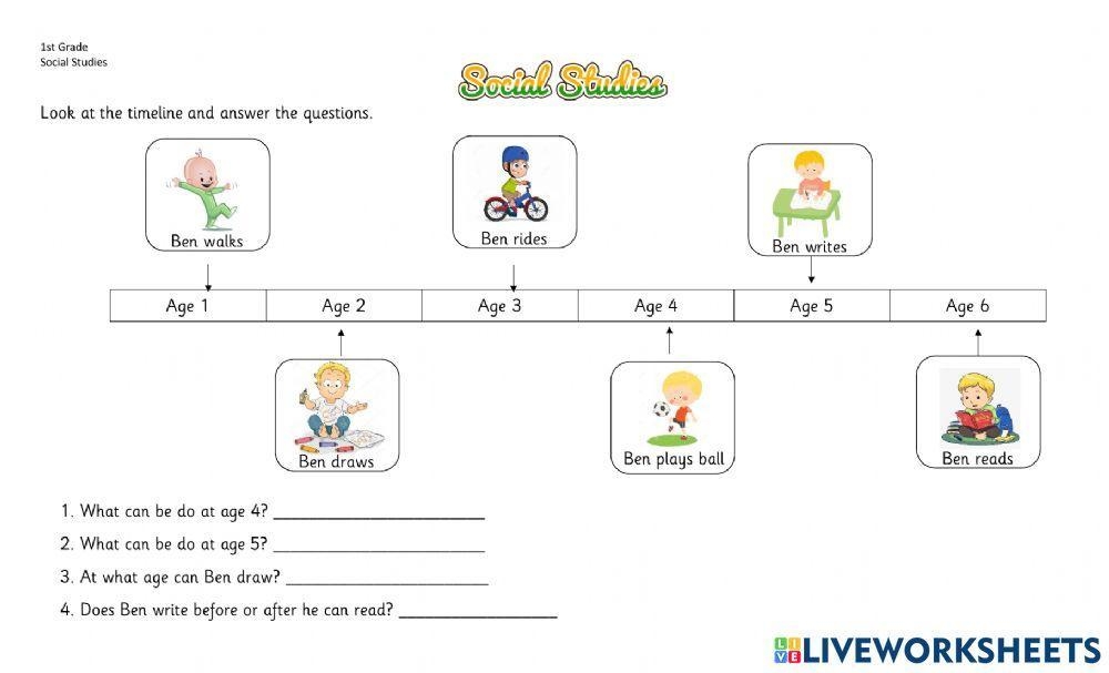 Timeline Social Studies U2C3 1st Grade Worksheet Live Worksheets 
