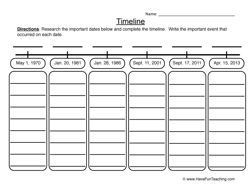 Timeline Worksheet By Teach Simple