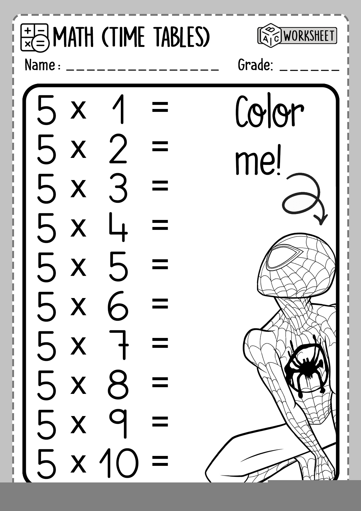 Times Tables Worksheets Printable Printable Worksheets