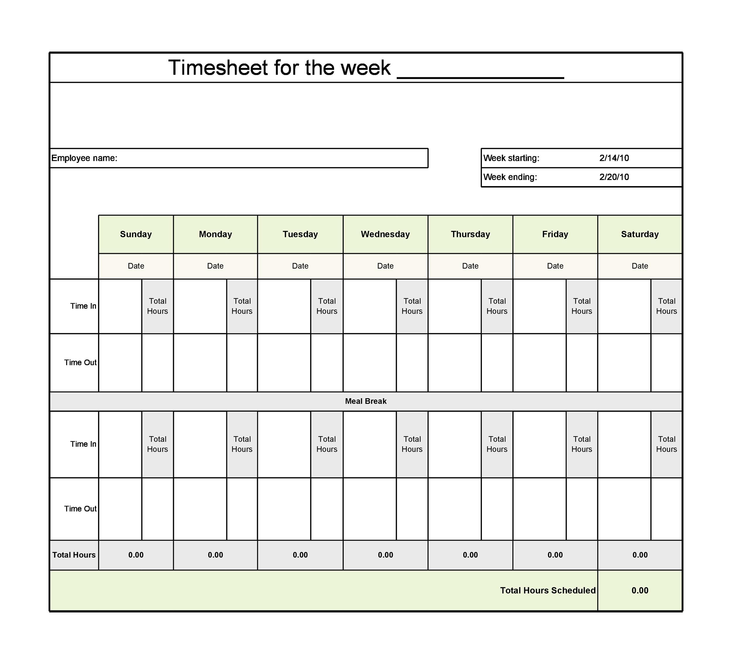 Timesheet Template Free Printable Free Printable Images