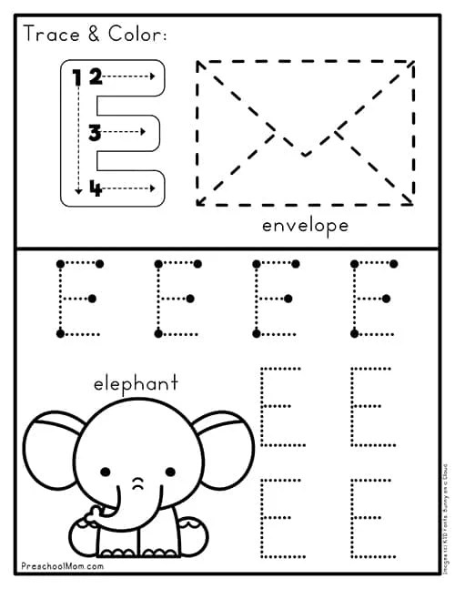 preschool letter e worksheets