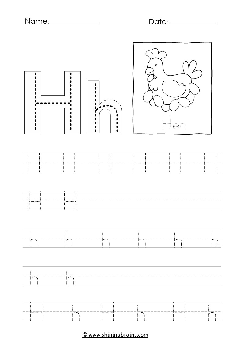 Tracing Letter H H Worksheet Worksheets Library
