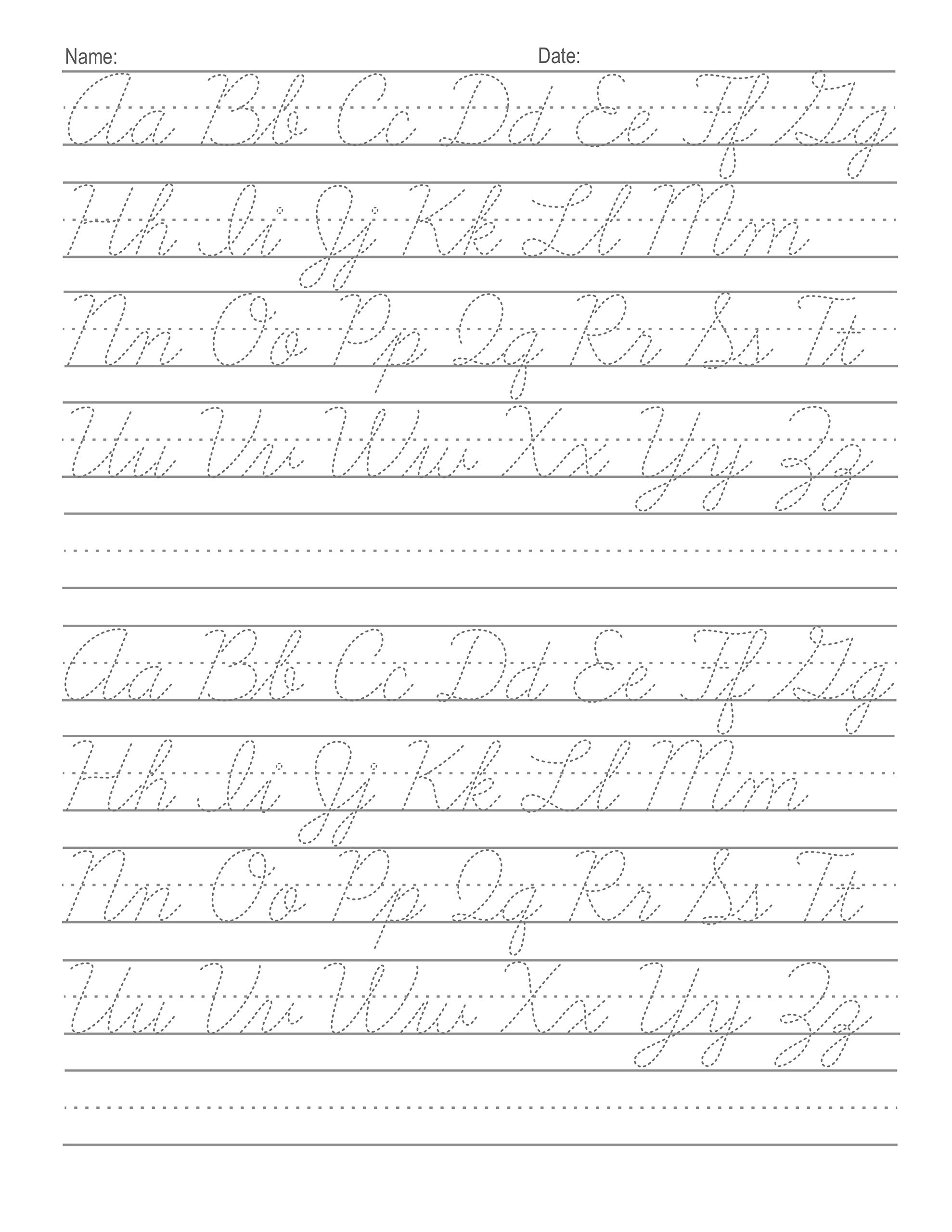 tracing letters free worksheets