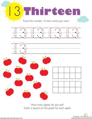 Tracing Numbers Counting 13 Worksheet Education Worksheets 