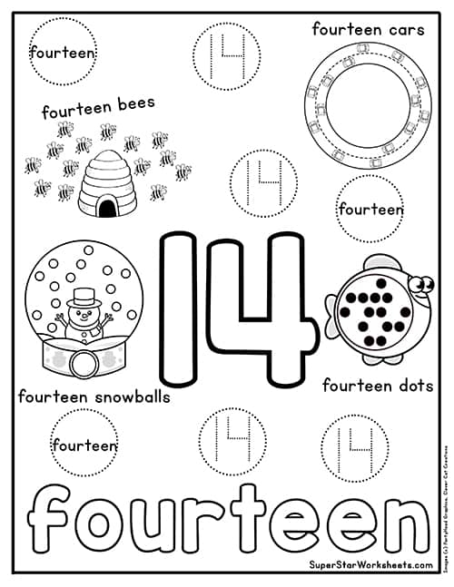 Tracing Numer 14 Worksheets Library