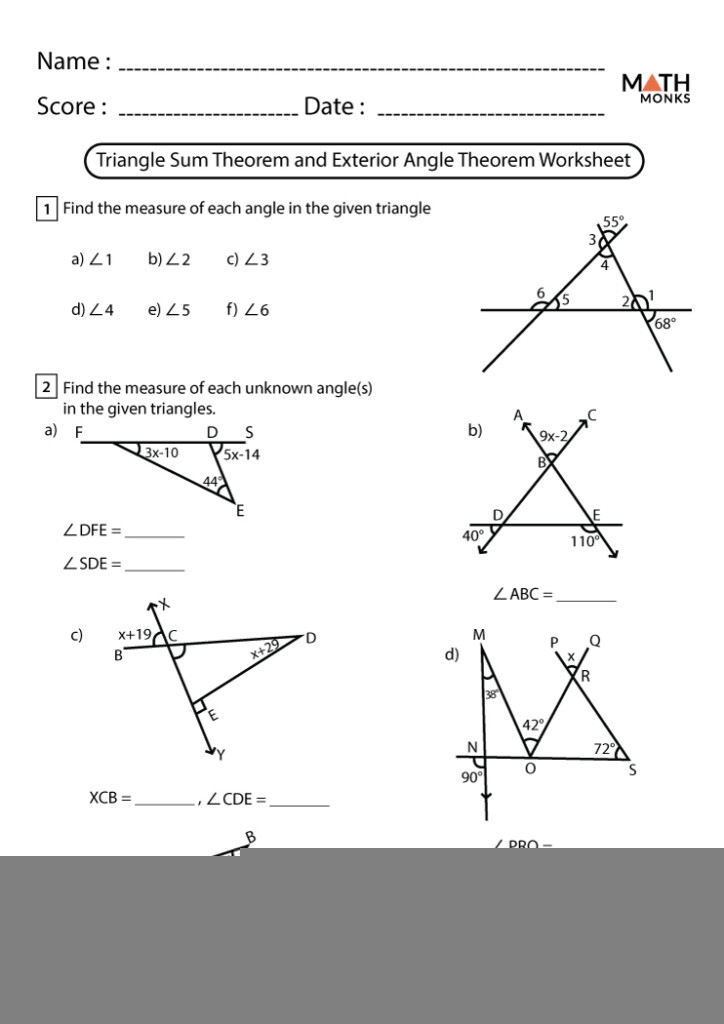 triangle sum worksheet