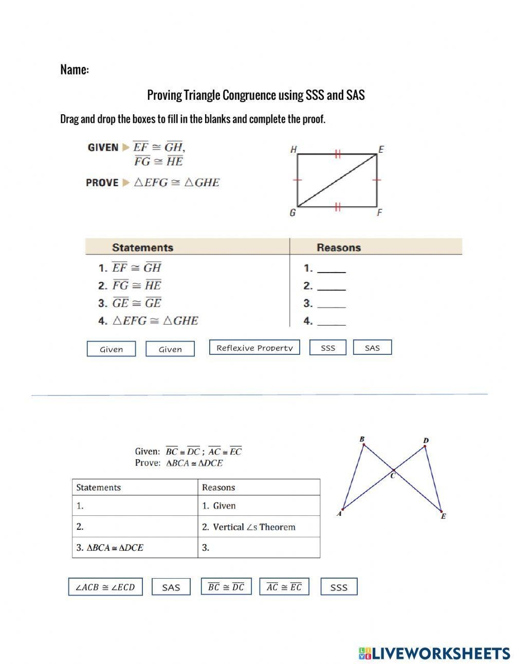 congruent triangles proofs worksheet
