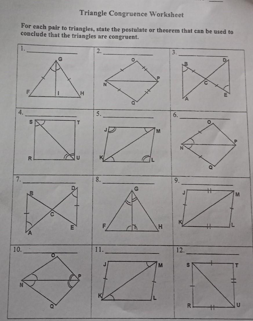triangle congruence worksheet with answers pdf