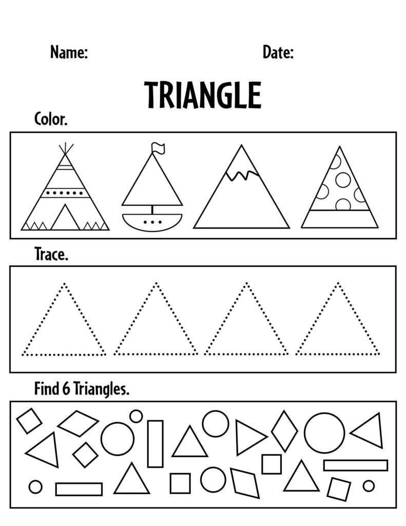 Triangle Worksheet Download Free Printables For Kids Worksheets Library
