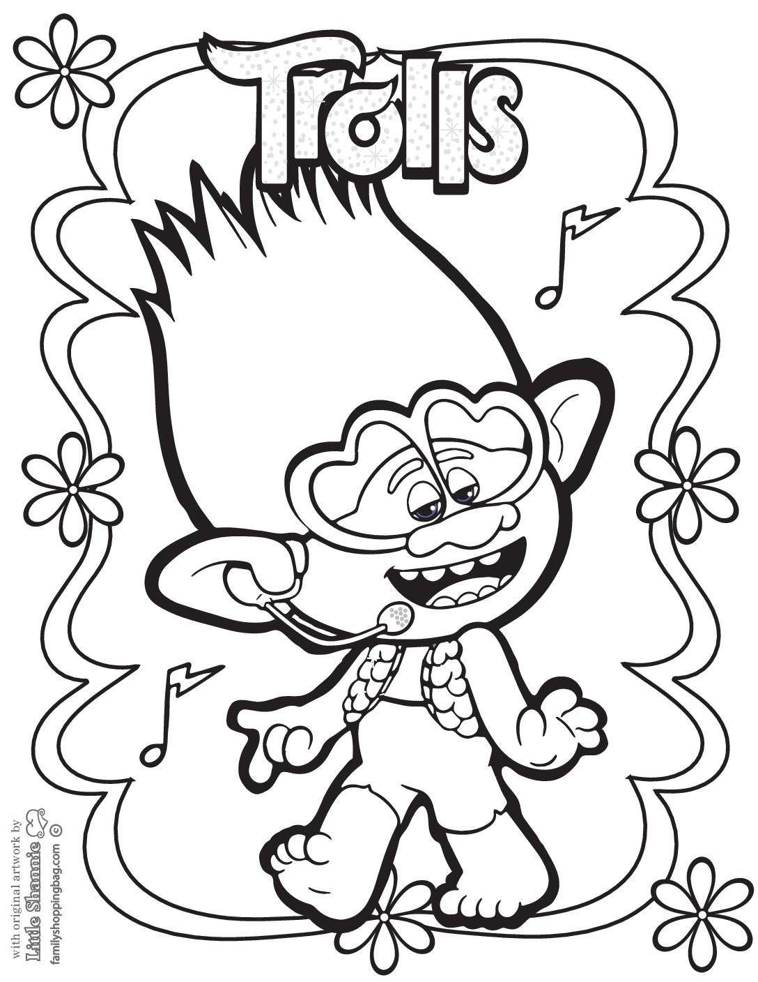free trolls printable coloring pages