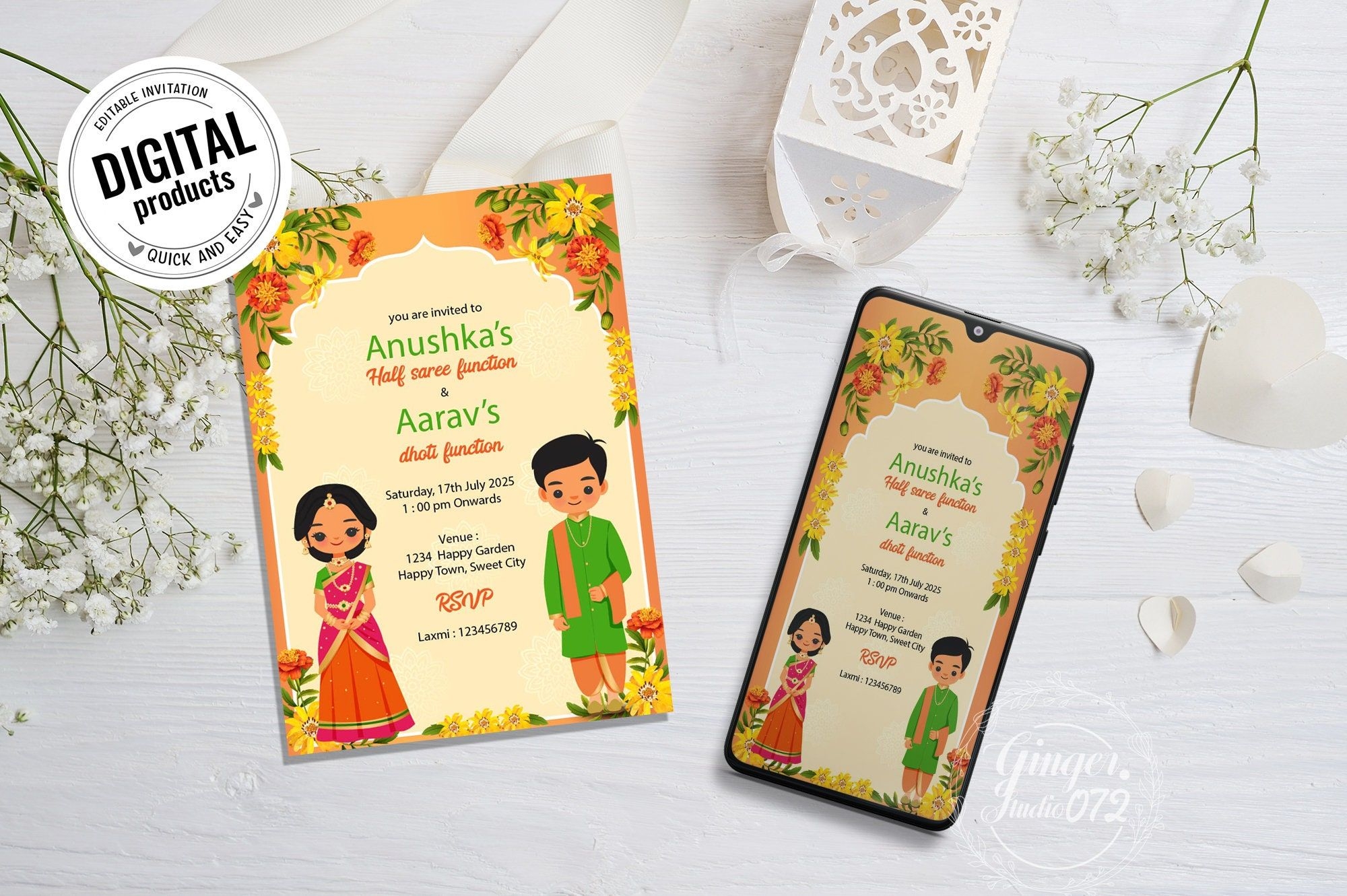 dhoti function invitation template