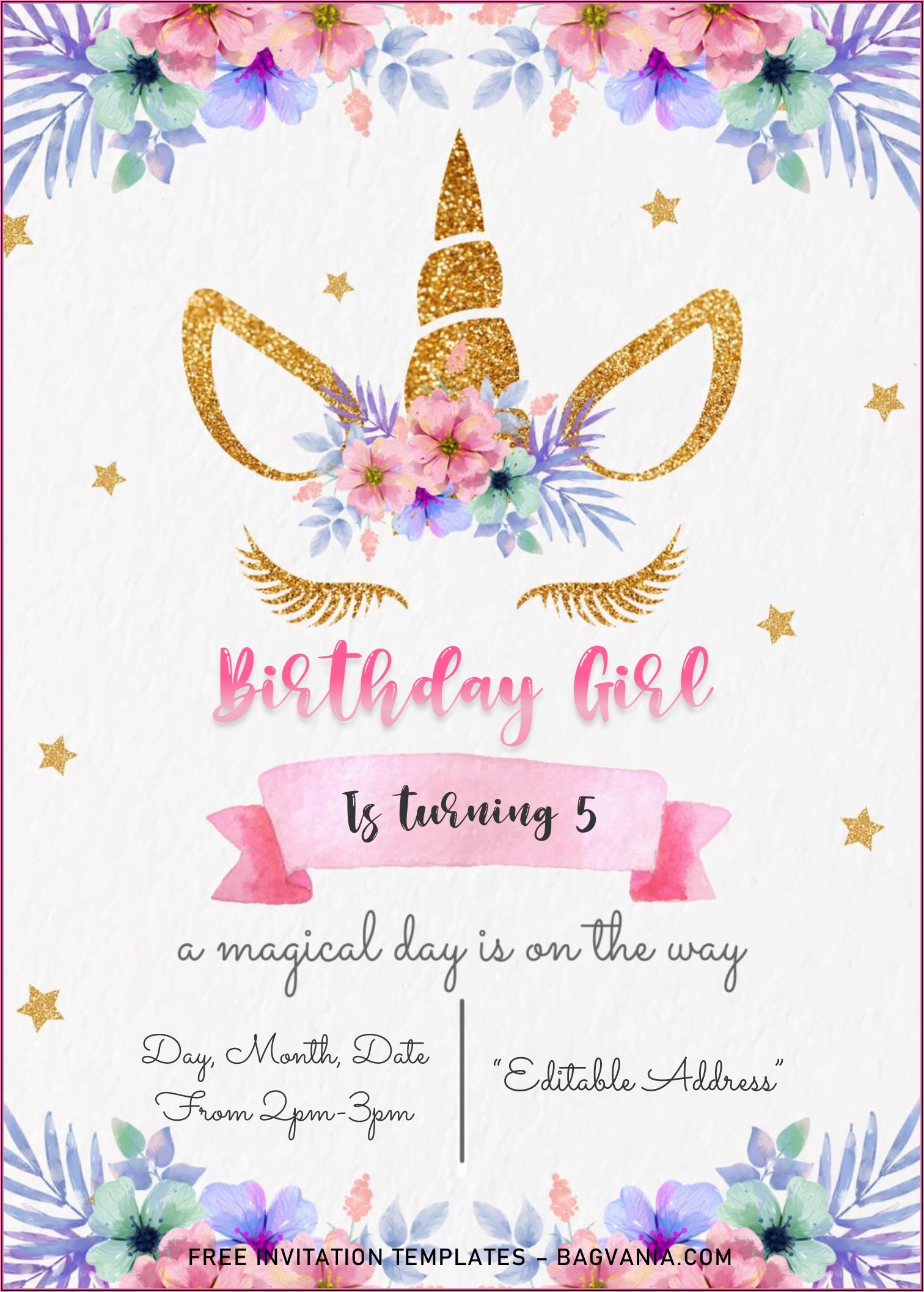 editable unicorn birthday invitations templates free