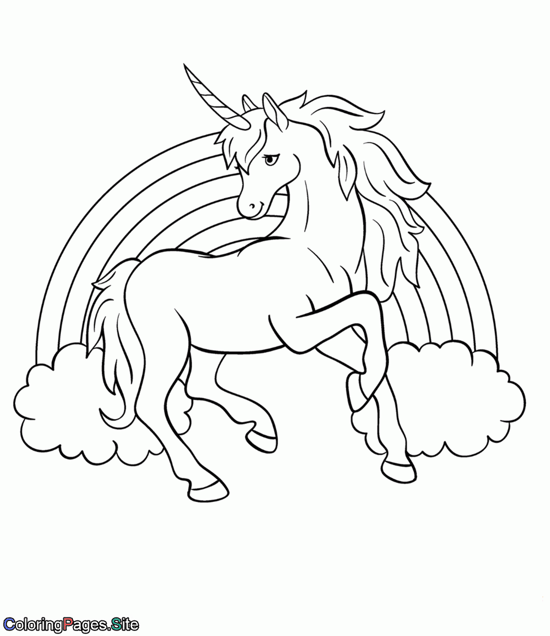 Unicorn And Rainbow Coloring Pages