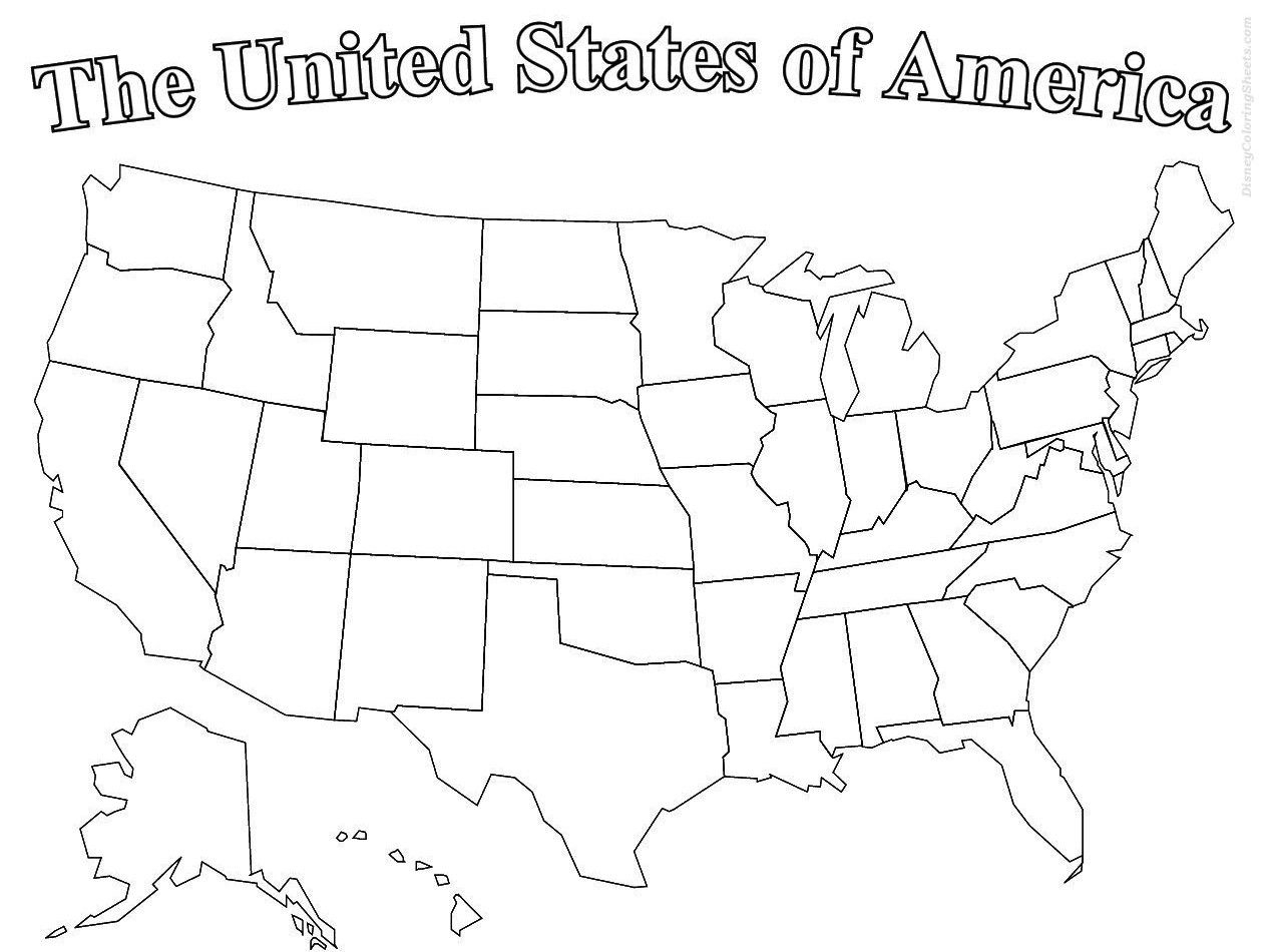 United States Of America Map Coloring Page