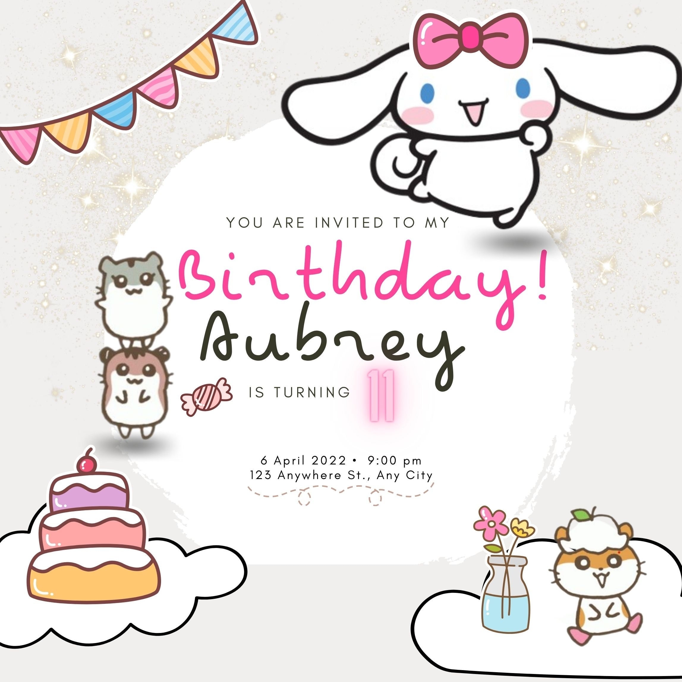 cinnamoroll invitation card template