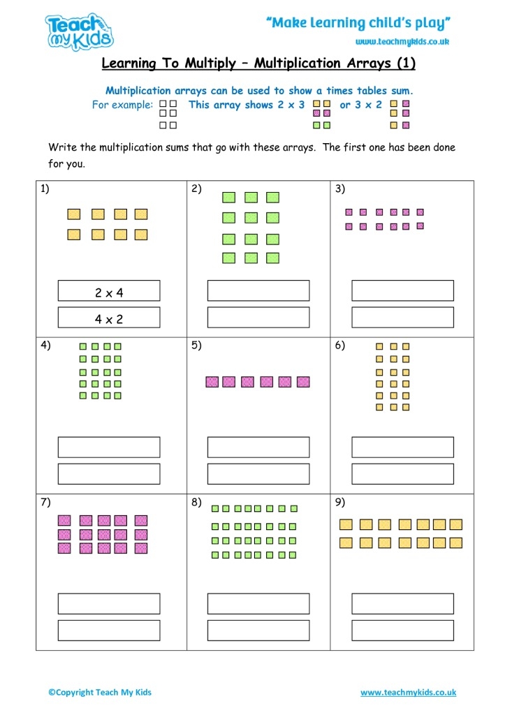Using Arrays To Multiply Worksheets Printable Calendars AT A GLANCE