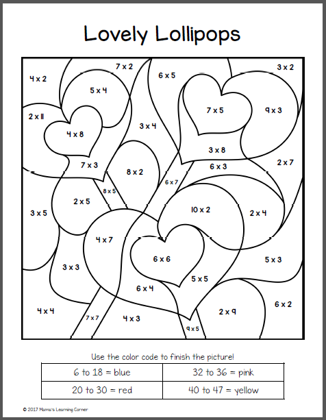 Valentine 39 s Day Color By Number Multiplication Worksheets Mamas 