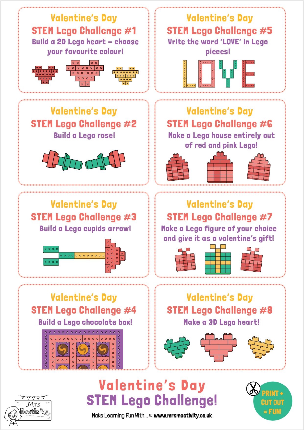 Valentine 39 s Lego STEM Challenge Cards Mrs Mactivity Lego Stem 