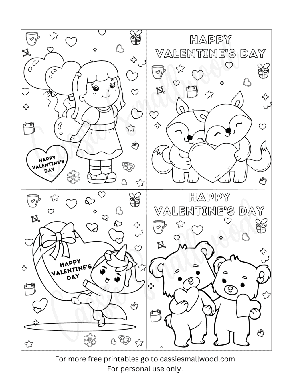 Valentine Exchange Cards To Color Cassie Smallwood